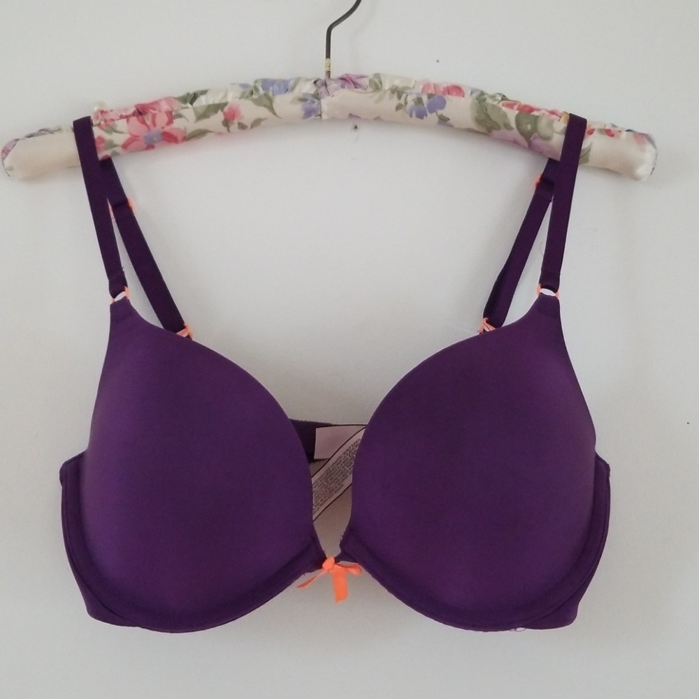 VS Push-Up Purple/Plum With Orange Bow Bra